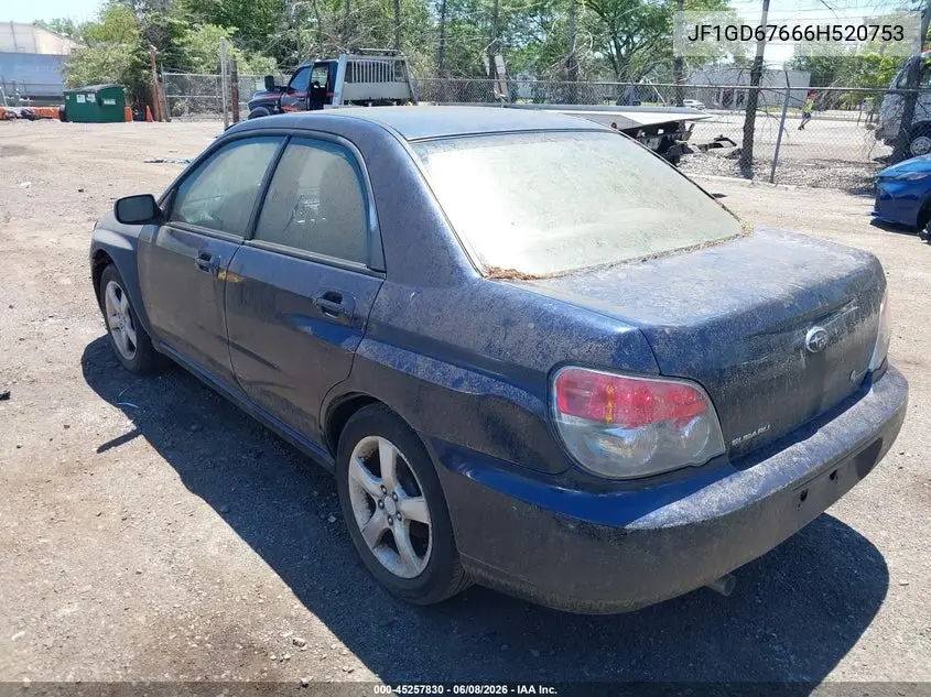 2006 Subaru Impreza 2.5I VIN: JF1GD67666H520753 Lot: 45257830