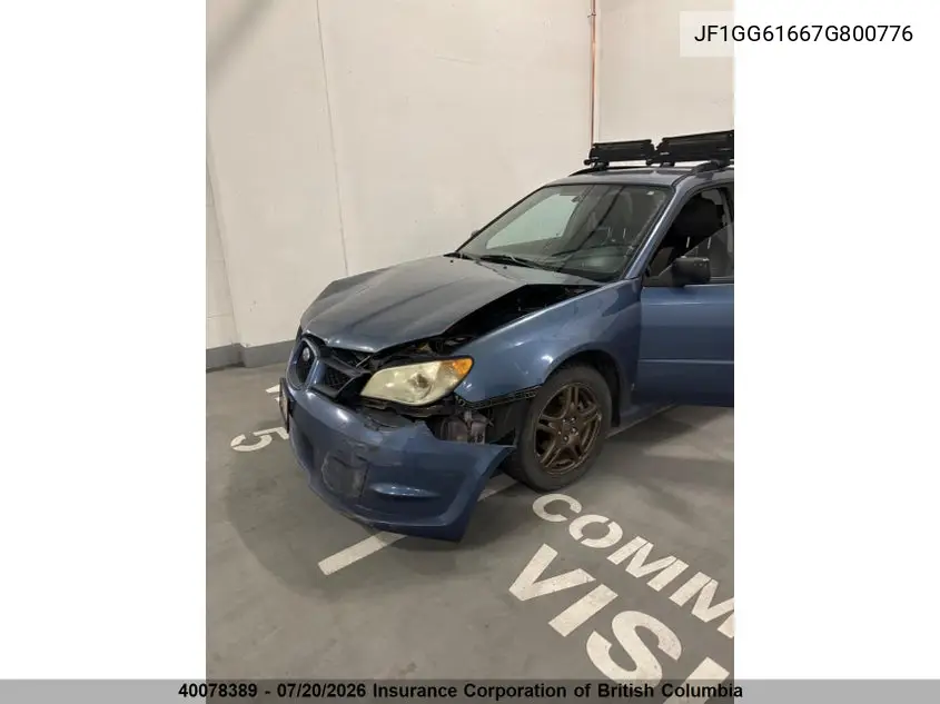 2007 Subaru Impreza 2.5I VIN: JF1GG61667G800776 Lot: 40078389