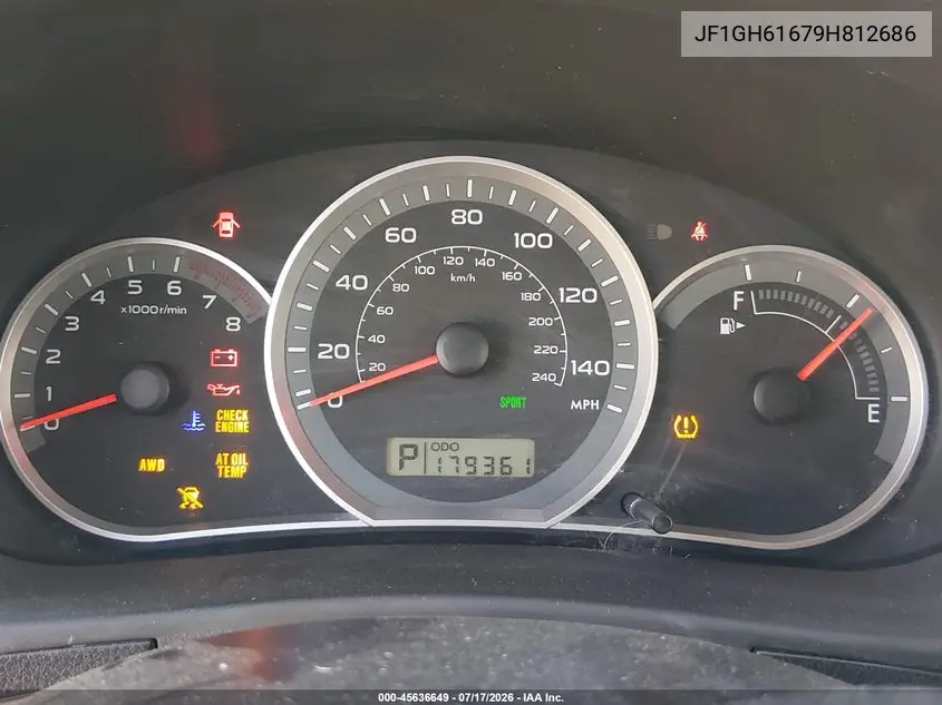 2009 Subaru Impreza 2.5I VIN: JF1GH61679H812686 Lot: 45636649