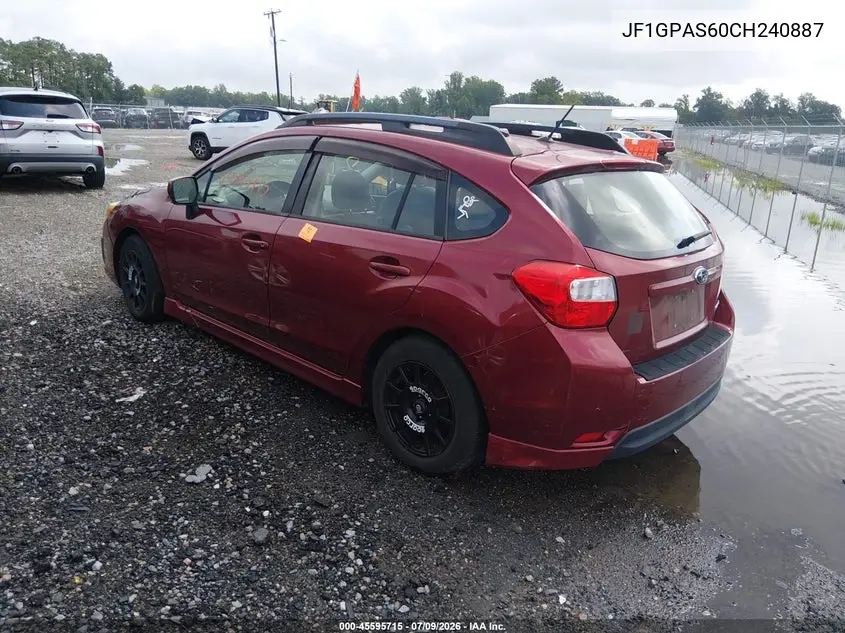2012 Subaru Impreza 2.0I Sport Limited VIN: JF1GPAS60CH240887 Lot: 45595715
