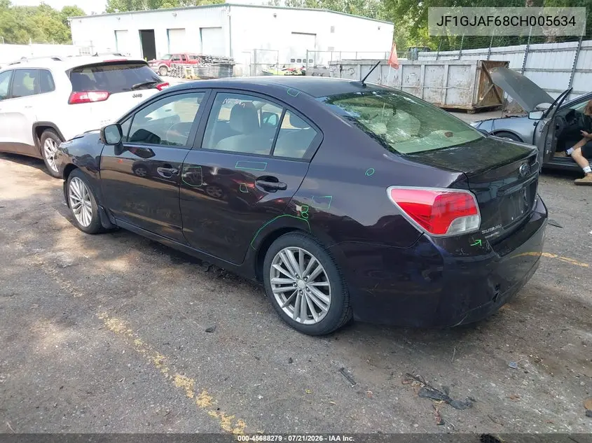 2012 Subaru Impreza 2.0I Premium VIN: JF1GJAF68CH005634 Lot: 45688279