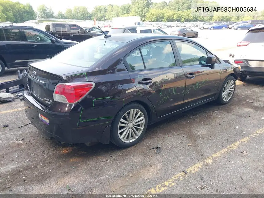 2012 Subaru Impreza 2.0I Premium VIN: JF1GJAF68CH005634 Lot: 45688279