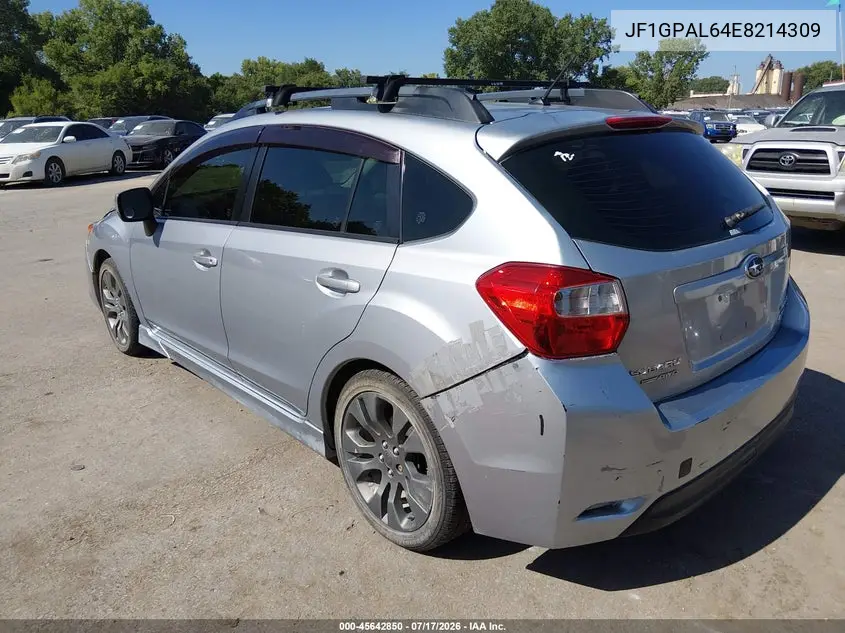 2014 Subaru Impreza 2.0I Sport Premium VIN: JF1GPAL64E8214309 Lot: 45642850