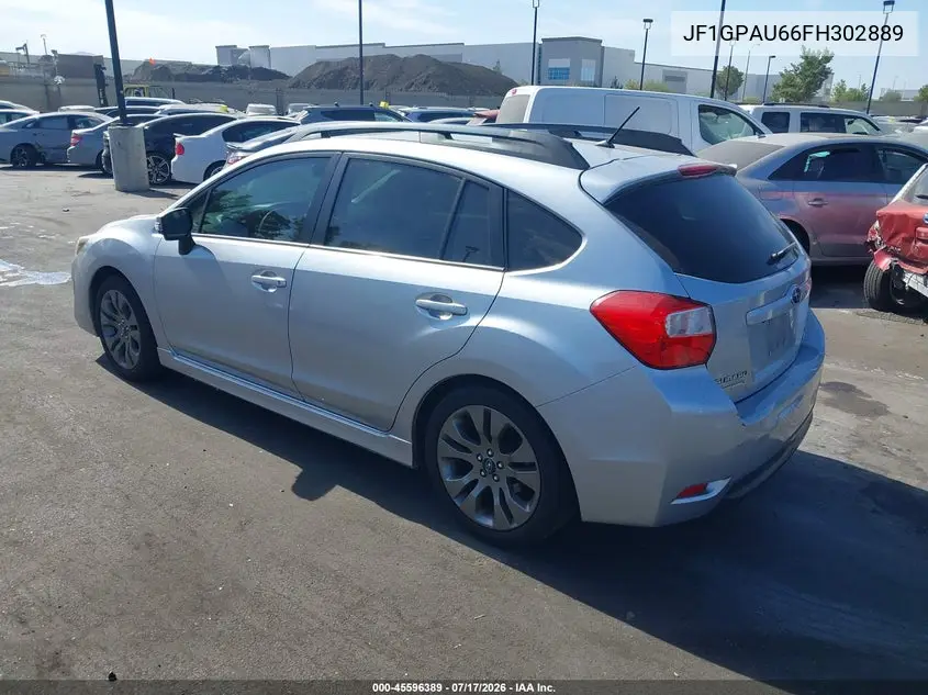 2015 Subaru Impreza 2.0I Sport Premium VIN: JF1GPAU66FH302889 Lot: 45596389