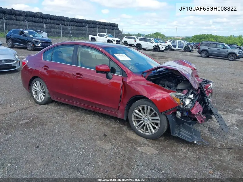 2016 Subaru Impreza 2.0I Premium VIN: JF1GJAF65GH008822 Lot: 45570513