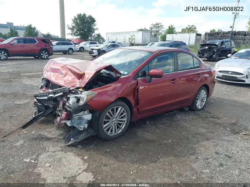 2016 Subaru Impreza 2.0I Premium VIN: JF1GJAF65GH008822 Lot: 45570513