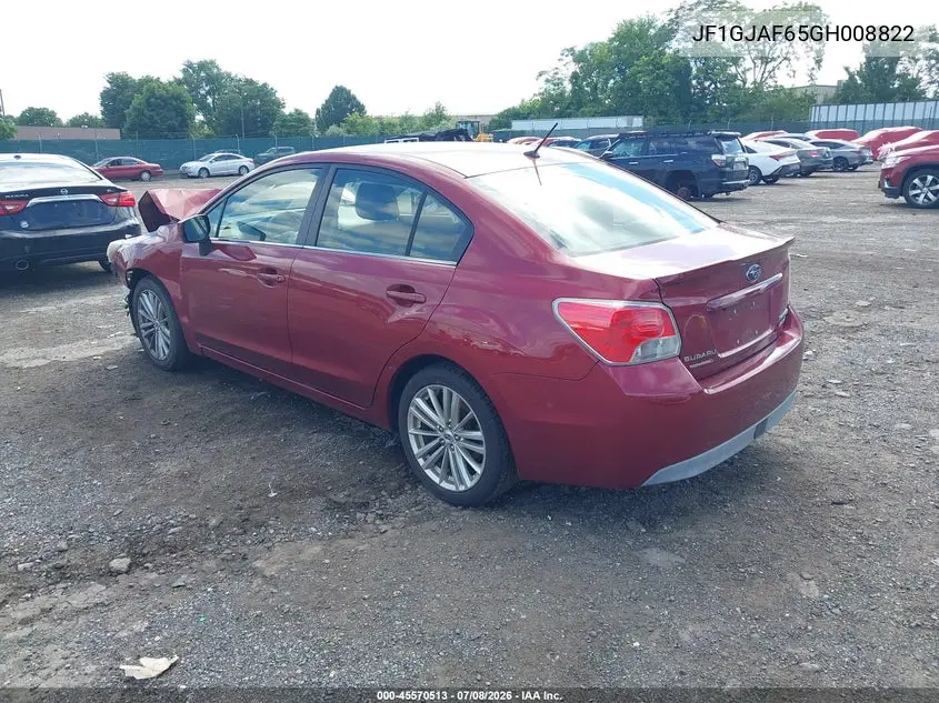 2016 Subaru Impreza 2.0I Premium VIN: JF1GJAF65GH008822 Lot: 45570513