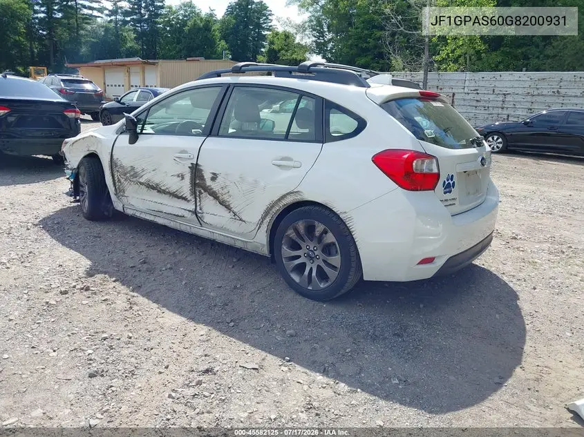 2016 Subaru Impreza 2.0I Sport Premium VIN: JF1GPAS60G8200931 Lot: 45582125