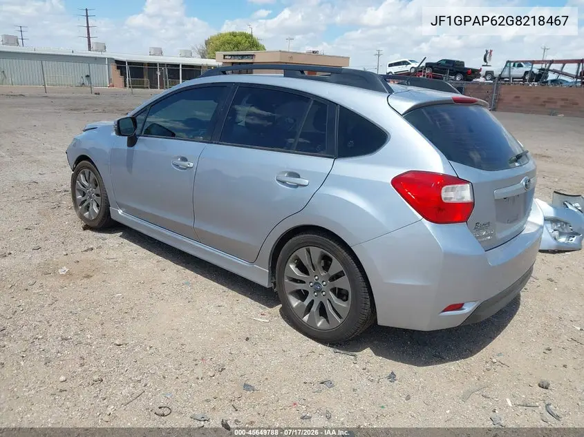 2016 Subaru Impreza 2.0I Sport Premium VIN: JF1GPAP62G8218467 Lot: 45649788