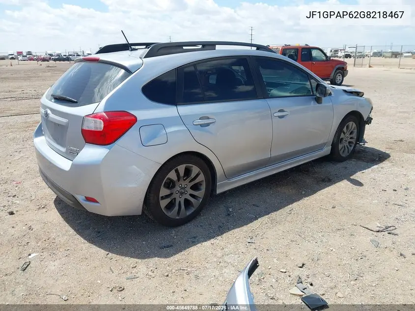 2016 Subaru Impreza 2.0I Sport Premium VIN: JF1GPAP62G8218467 Lot: 45649788