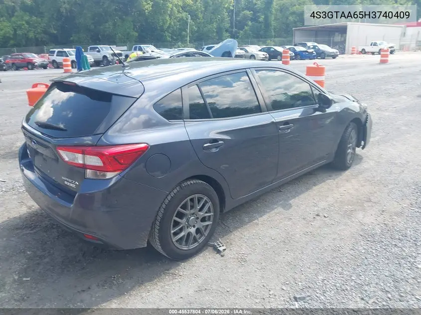 2017 Subaru Impreza 2.0I VIN: 4S3GTAA65H3740409 Lot: 45537804