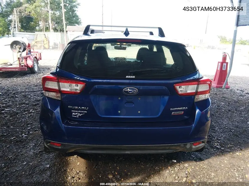 2017 Subaru Impreza 2.0I Sport VIN: 4S3GTAM60H3733654 Lot: 45555831