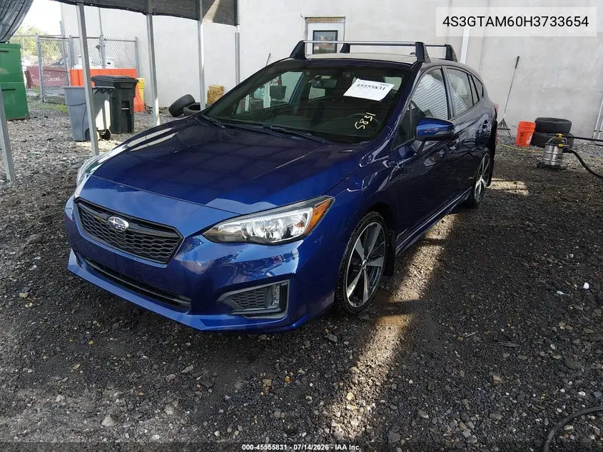 2017 Subaru Impreza 2.0I Sport VIN: 4S3GTAM60H3733654 Lot: 45555831