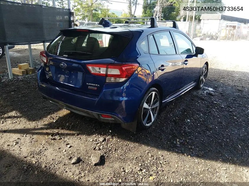 2017 Subaru Impreza 2.0I Sport VIN: 4S3GTAM60H3733654 Lot: 45555831