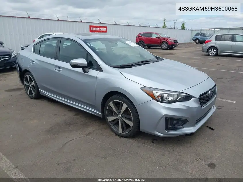 2017 Subaru Impreza 2.0I Sport VIN: 4S3GKAM69H3600068 Lot: 45653777
