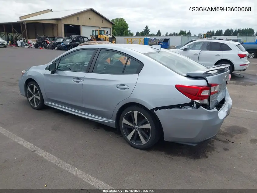 2017 Subaru Impreza 2.0I Sport VIN: 4S3GKAM69H3600068 Lot: 45653777