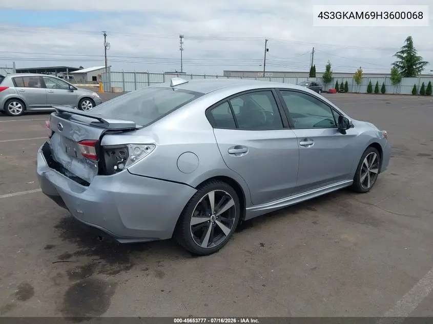 2017 Subaru Impreza 2.0I Sport VIN: 4S3GKAM69H3600068 Lot: 45653777