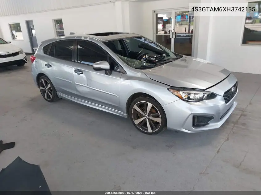 2017 Subaru Impreza 2.0I Sport VIN: 4S3GTAM6XH3742135 Lot: 45663099