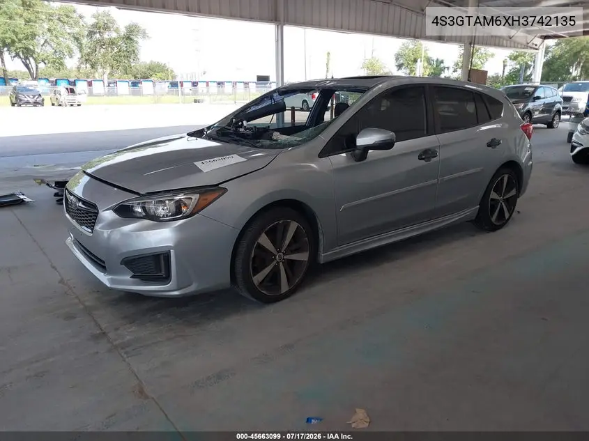 2017 Subaru Impreza 2.0I Sport VIN: 4S3GTAM6XH3742135 Lot: 45663099