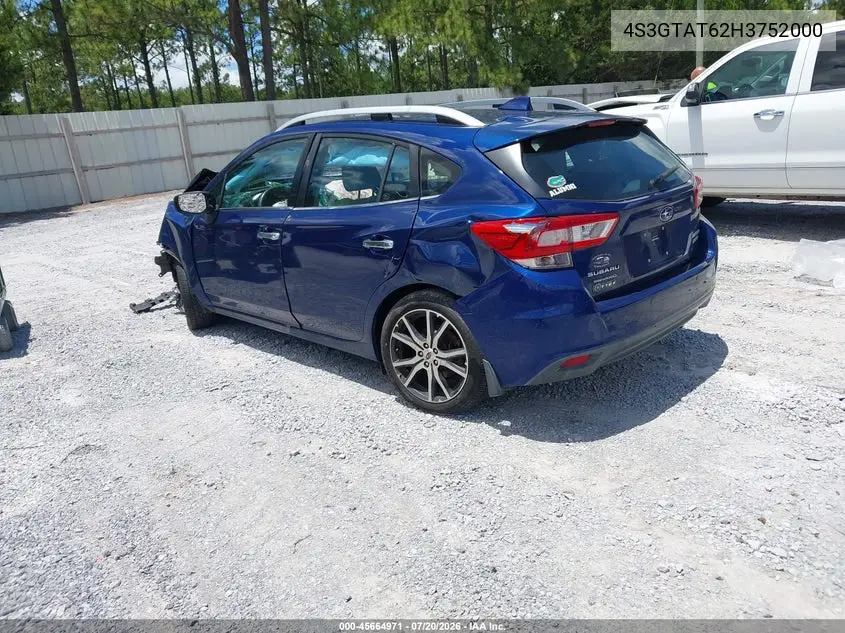 2017 Subaru Impreza 2.0I Limited VIN: 4S3GTAT62H3752000 Lot: 45664971