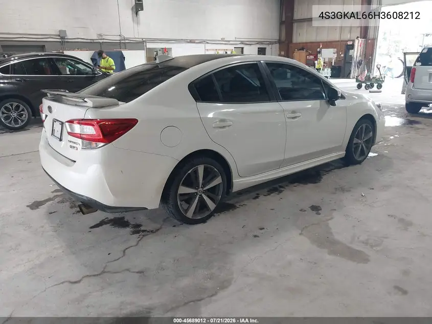 2017 Subaru Impreza 2.0I Sport VIN: 4S3GKAL66H3608212 Lot: 45689012