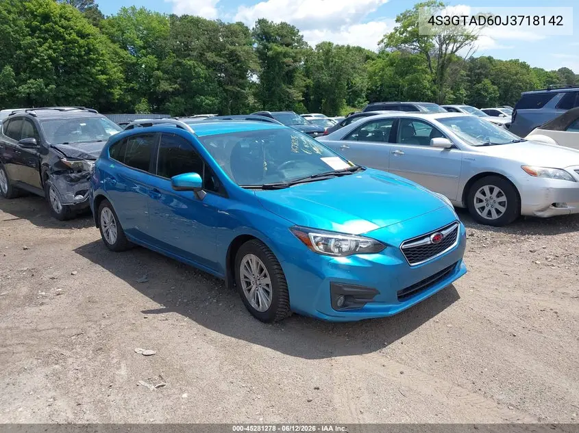 2018 Subaru Impreza 2.0I Premium VIN: 4S3GTAD60J3718142 Lot: 45281278