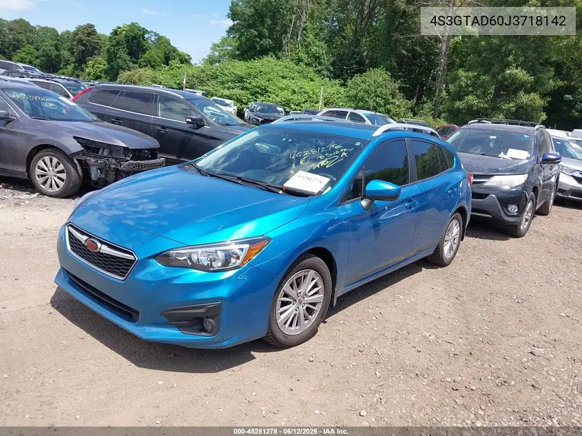 2018 Subaru Impreza 2.0I Premium VIN: 4S3GTAD60J3718142 Lot: 45281278