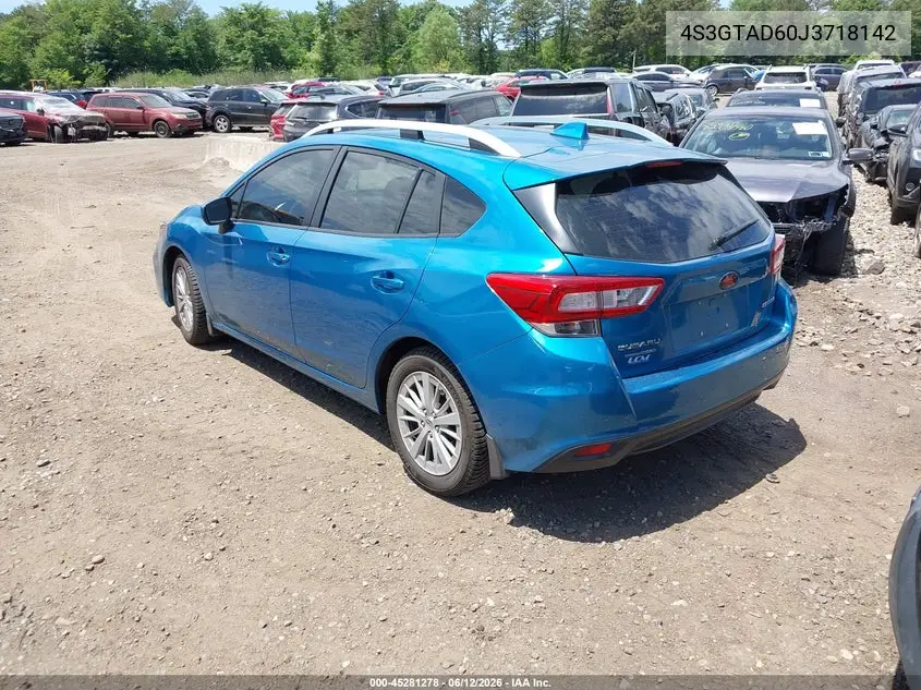 2018 Subaru Impreza 2.0I Premium VIN: 4S3GTAD60J3718142 Lot: 45281278