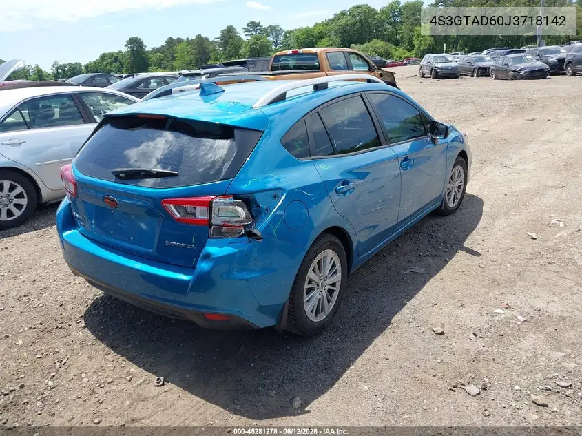 2018 Subaru Impreza 2.0I Premium VIN: 4S3GTAD60J3718142 Lot: 45281278