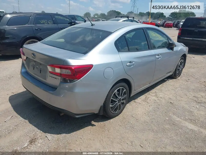 2018 Subaru Impreza 2.0I VIN: 4S3GKAA65J3612678 Lot: 45604469