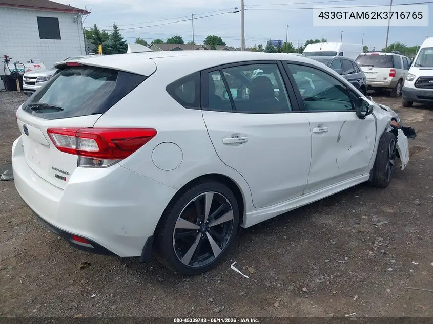 2019 Subaru Impreza 2.0I Sport VIN: 4S3GTAM62K3716765 Lot: 45339748