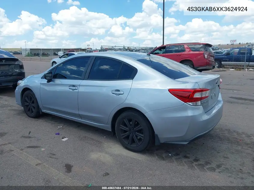 2019 Subaru Impreza 2.0I VIN: 4S3GKAB6XK3624924 Lot: 45637484