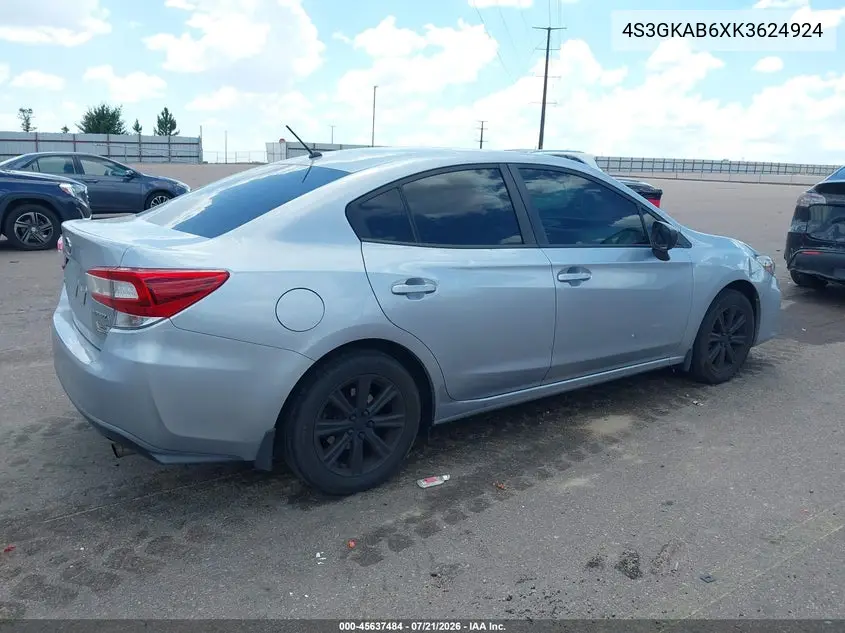 2019 Subaru Impreza 2.0I VIN: 4S3GKAB6XK3624924 Lot: 45637484