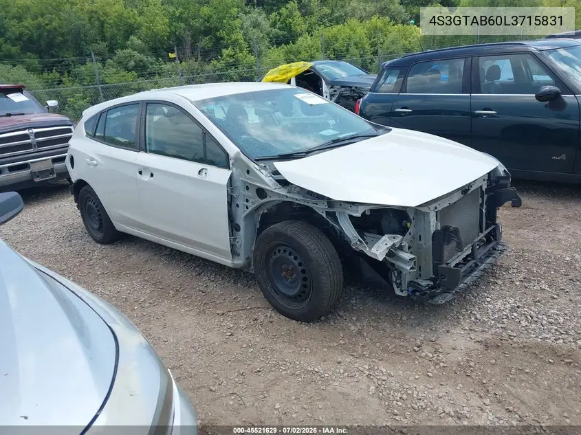 2020 Subaru Impreza 5-Door VIN: 4S3GTAB60L3715831 Lot: 45521629
