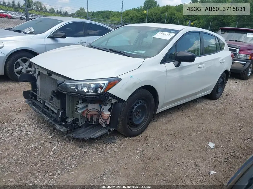 2020 Subaru Impreza 5-Door VIN: 4S3GTAB60L3715831 Lot: 45521629