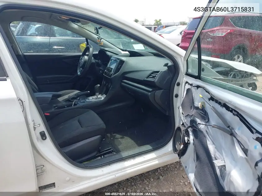 2020 Subaru Impreza 5-Door VIN: 4S3GTAB60L3715831 Lot: 45521629