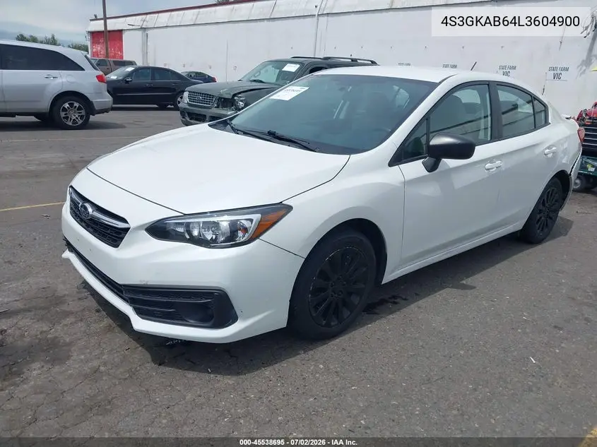 2020 Subaru Impreza Sedan VIN: 4S3GKAB64L3604900 Lot: 45538695