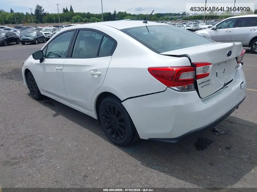 2020 Subaru Impreza Sedan VIN: 4S3GKAB64L3604900 Lot: 45538695