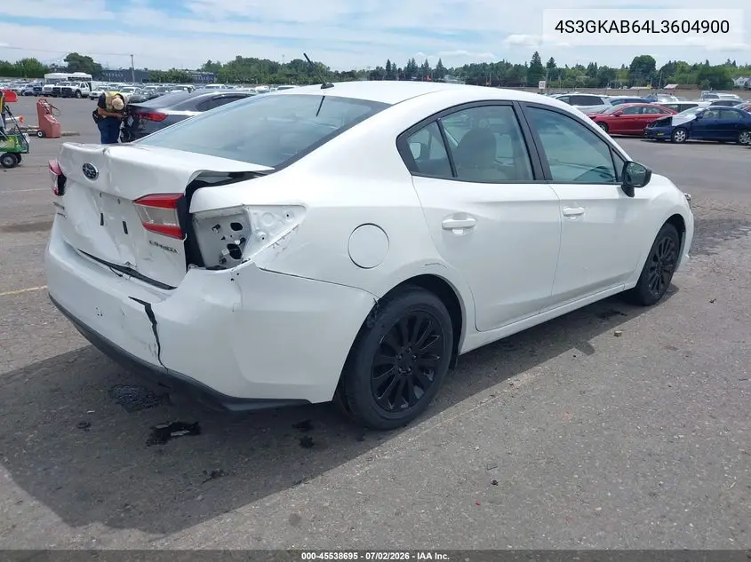 2020 Subaru Impreza Sedan VIN: 4S3GKAB64L3604900 Lot: 45538695