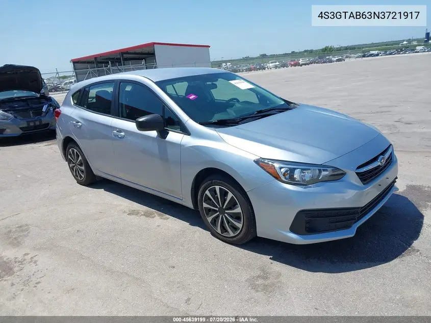 2022 Subaru Impreza Base 5-Door VIN: 4S3GTAB63N3721917 Lot: 45639199