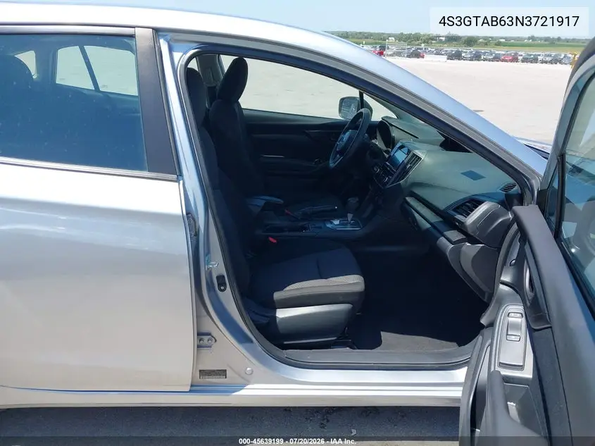 2022 Subaru Impreza Base 5-Door VIN: 4S3GTAB63N3721917 Lot: 45639199