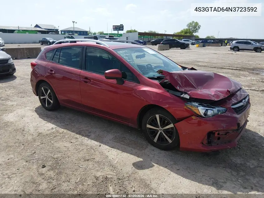 2022 Subaru Impreza Premium 5-Door VIN: 4S3GTAD64N3723592 Lot: 45661722