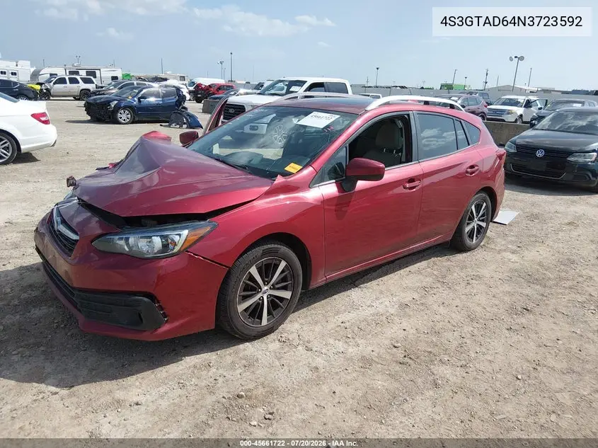 2022 Subaru Impreza Premium 5-Door VIN: 4S3GTAD64N3723592 Lot: 45661722