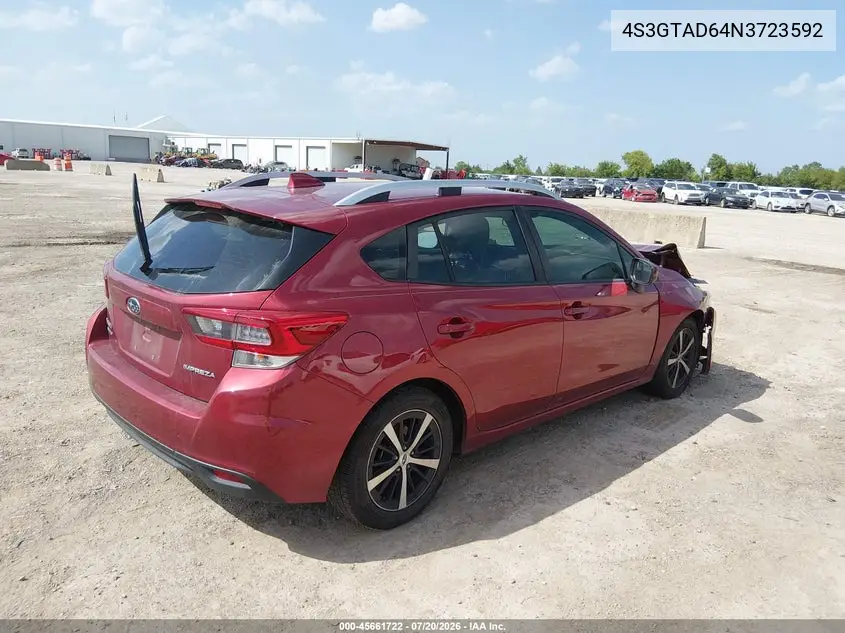 2022 Subaru Impreza Premium 5-Door VIN: 4S3GTAD64N3723592 Lot: 45661722