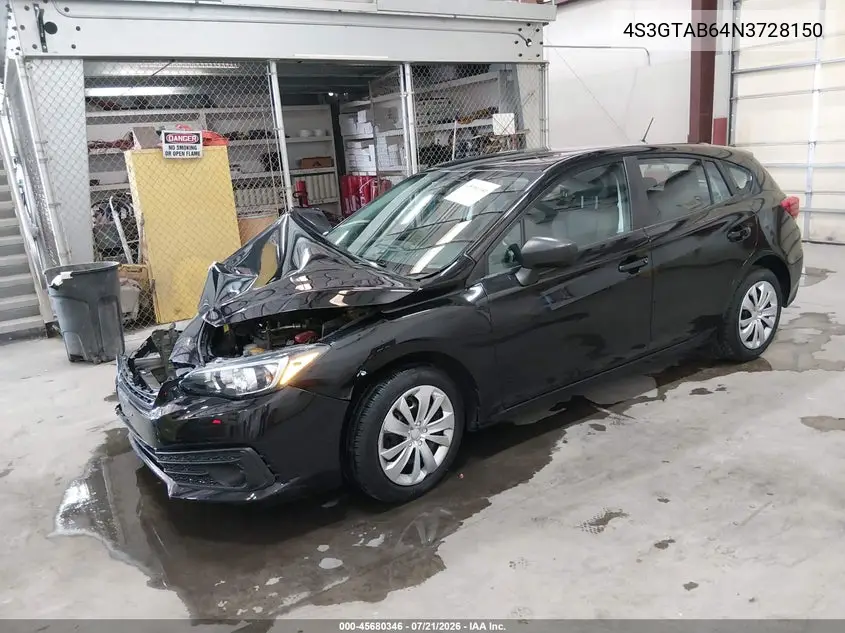 2022 Subaru Impreza Base 5-Door VIN: 4S3GTAB64N3728150 Lot: 45680346