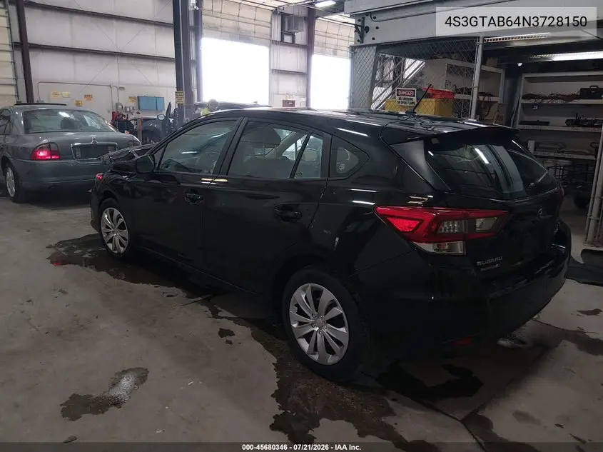 2022 Subaru Impreza Base 5-Door VIN: 4S3GTAB64N3728150 Lot: 45680346