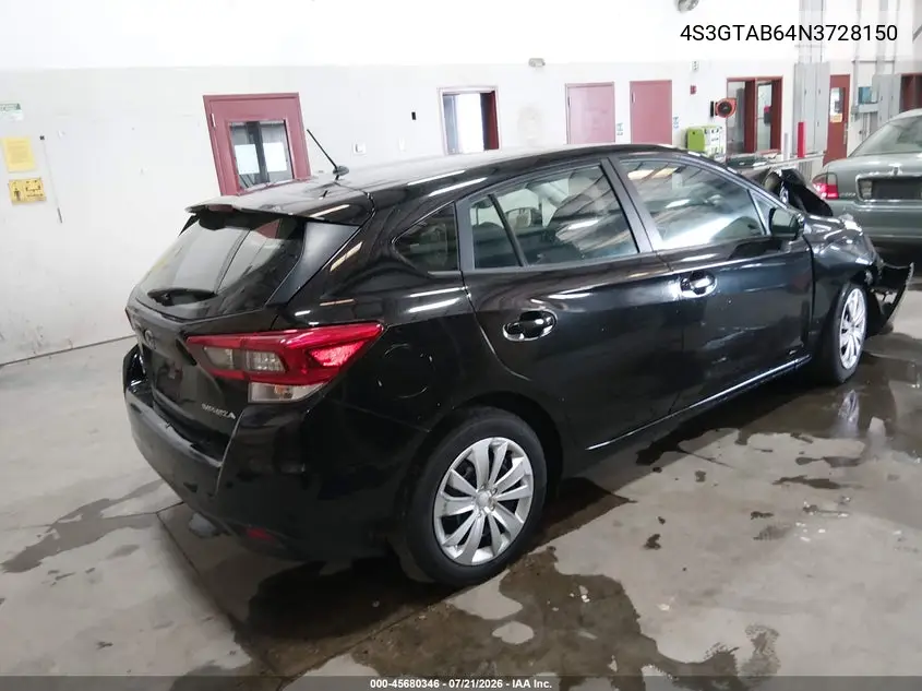2022 Subaru Impreza Base 5-Door VIN: 4S3GTAB64N3728150 Lot: 45680346