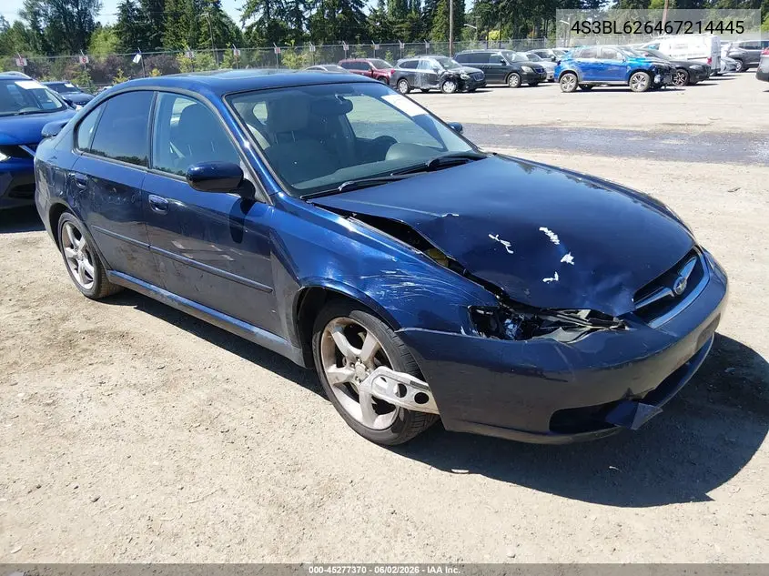 2006 Subaru Legacy 2.5I VIN: 4S3BL626467214445 Lot: 45277370