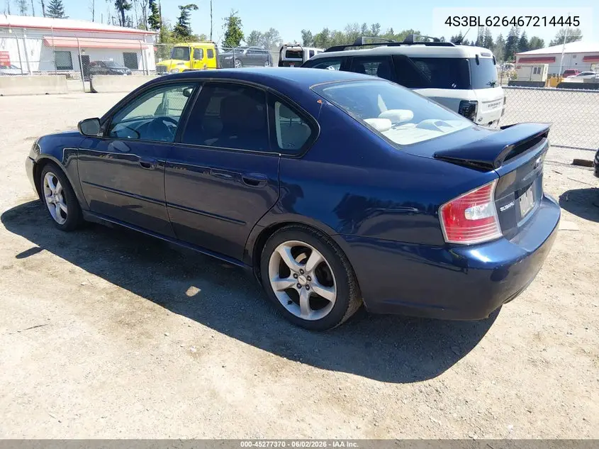 2006 Subaru Legacy 2.5I VIN: 4S3BL626467214445 Lot: 45277370