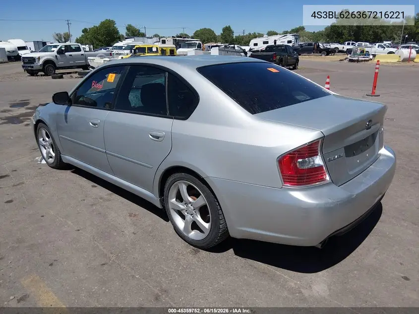 2006 Subaru Legacy 2.5I VIN: 4S3BL626367216221 Lot: 45359752